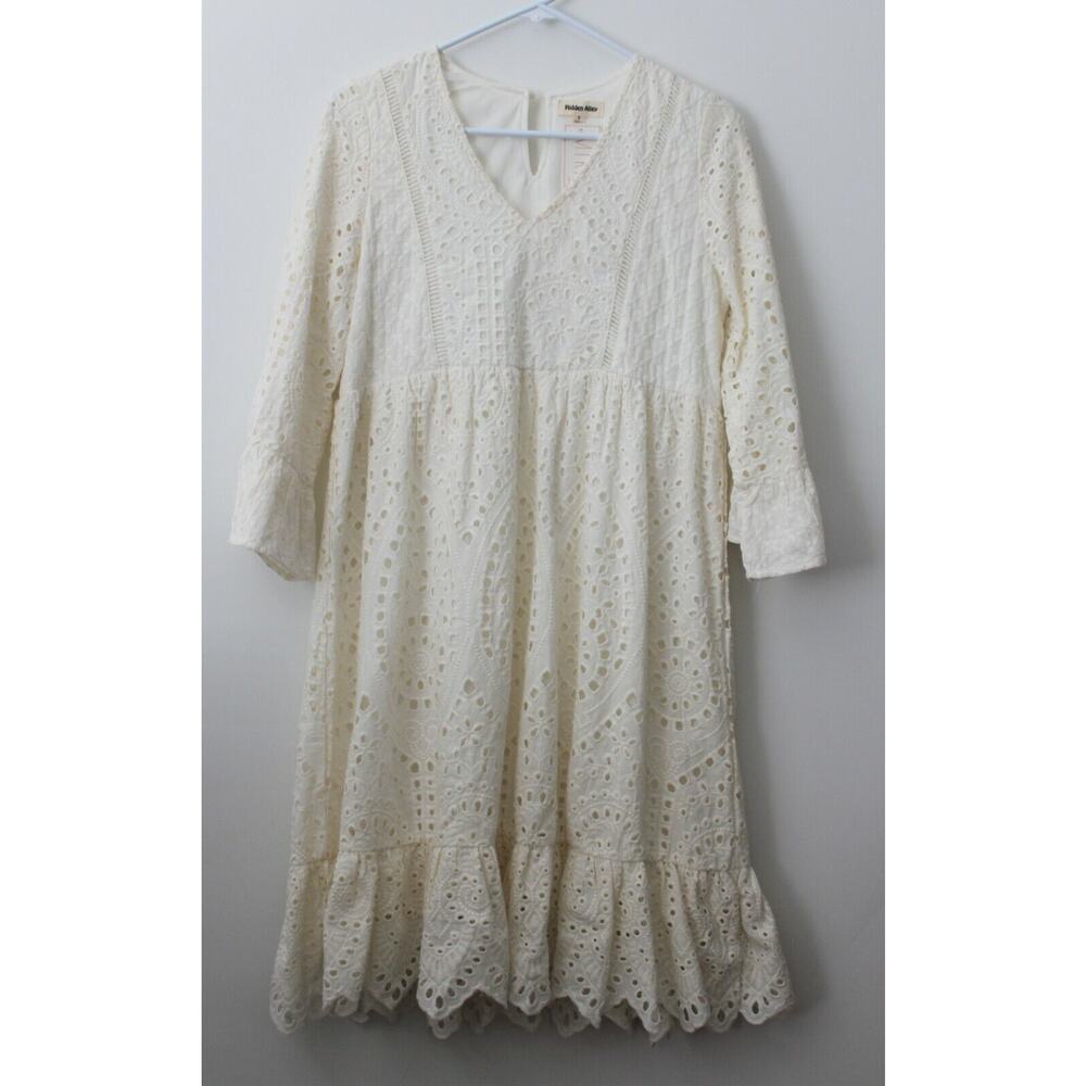 Mikarose Hidden Alley Lace Embroidered Dress Color Cream Size Small NWT
